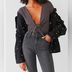 UO Out From Under Lulu Plunging Tie-Front Bodysuit